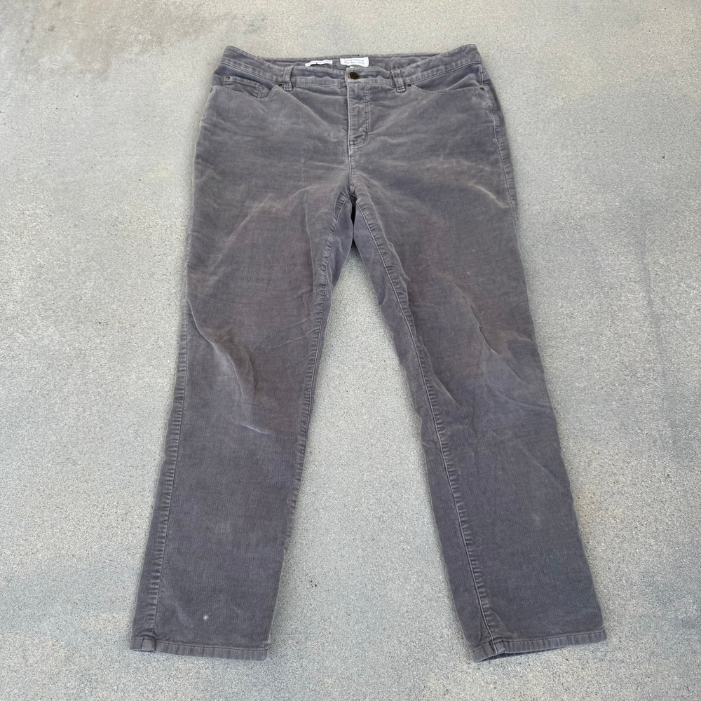 Charter Club Lexington Straight Corduroy‎ Pants Women Petite Grey